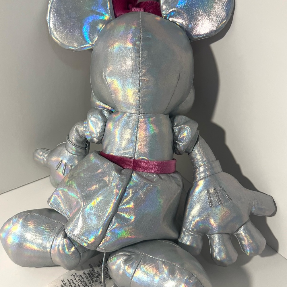 Disney Minnie Mouse 100th Anniversary Silver and Pink Shiny Silky Plush. - Picture 3 of 7
